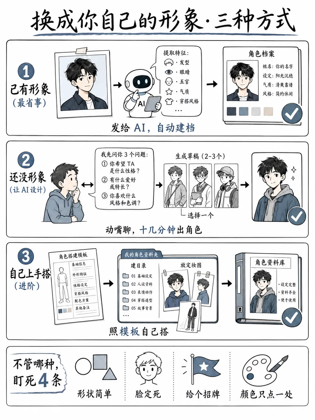 換成你自己的形象·三種方式