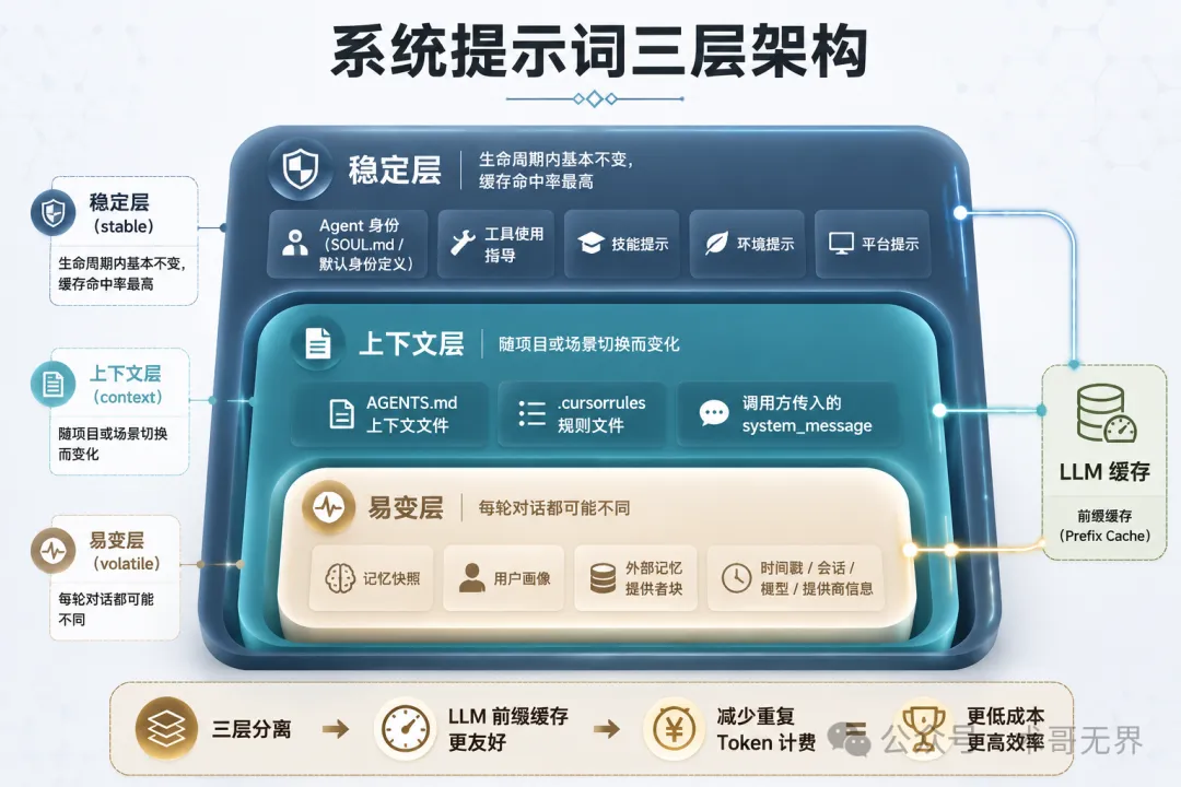 System Prompt 三層架構示意圖