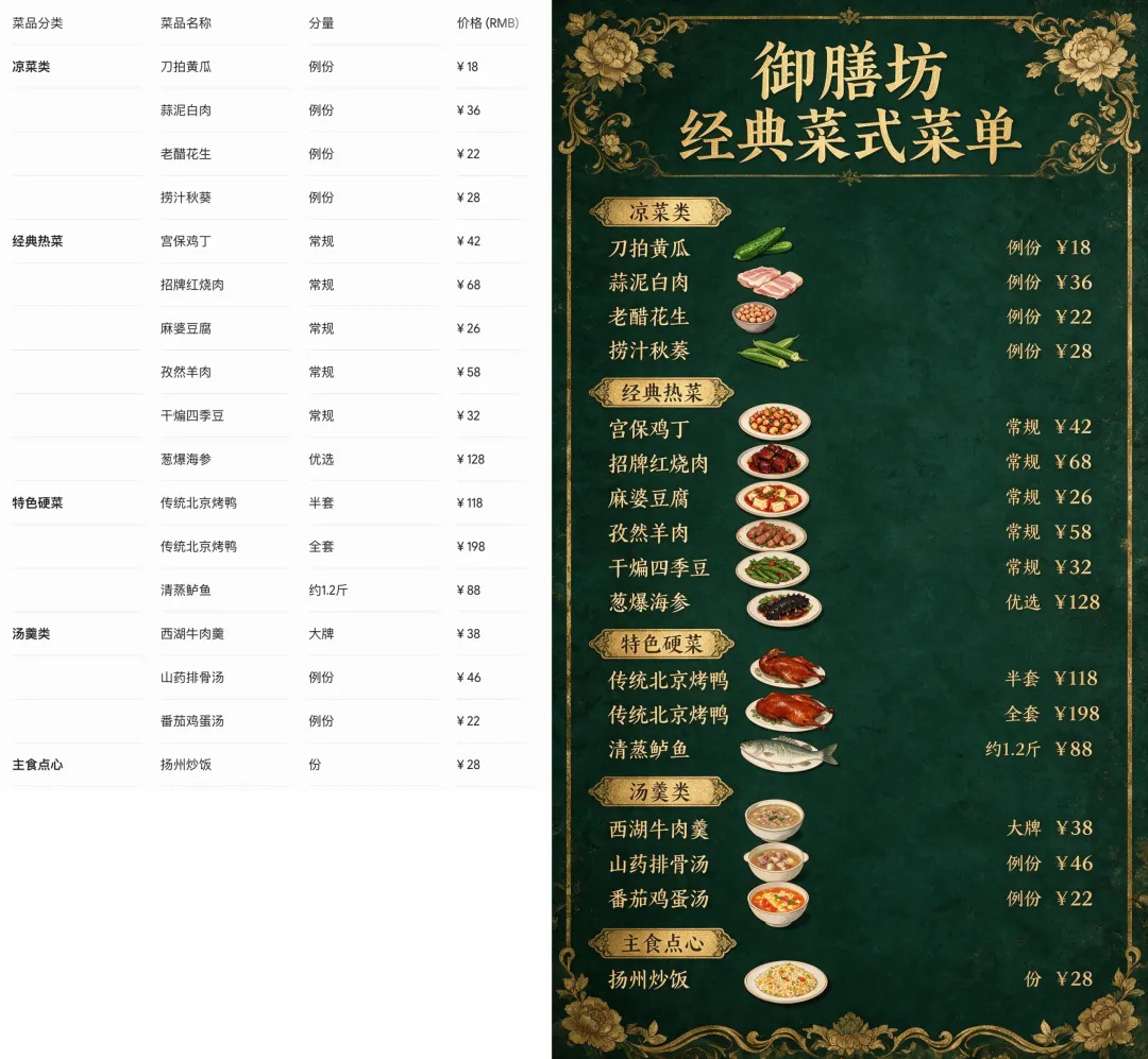 御膳坊菜單海報